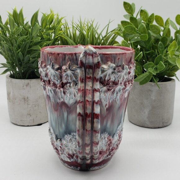 Italian Vintage 1960s Purple Grey Drip Brutalist Pottery Jug or Pitcher - Picture 7 of 9